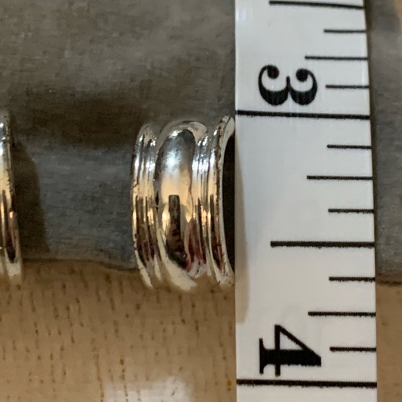 Vintage Chaps Silver Hoop Earrings - Picture 2 of 5